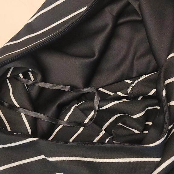 NWOT Sandra Darren Striped Three Quarter Sleeve Midi Dress - Picture 10 of 11